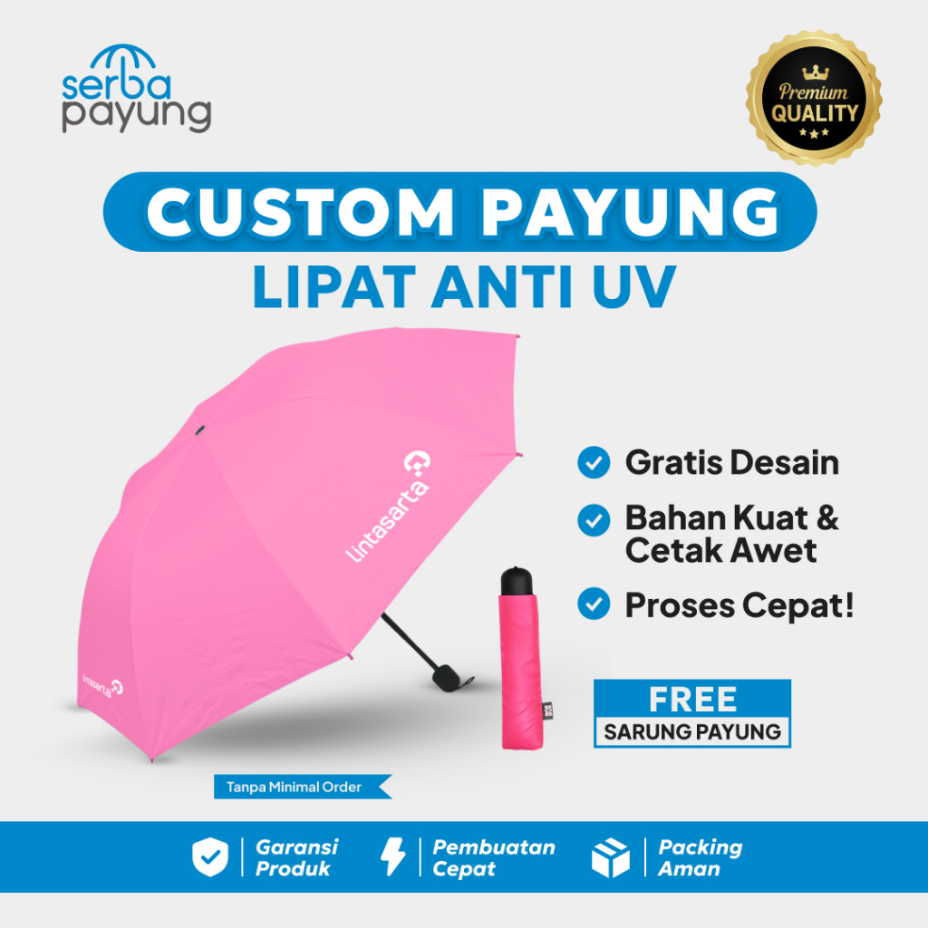 [FREE SARUNG PAYUNG] SERBA PAYUNG - Souvenir Payung Custom Lipat 3 Anti UV // Payung Custom Logo // 