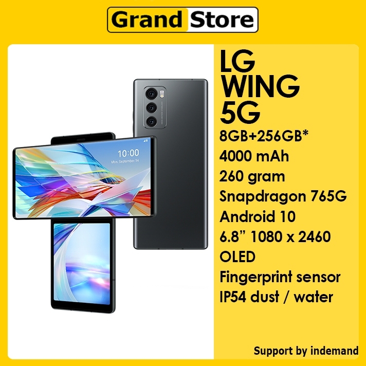 LG Wing 5G F100N RAM 8GB/128GB Android Fullset Baru Bergaransi