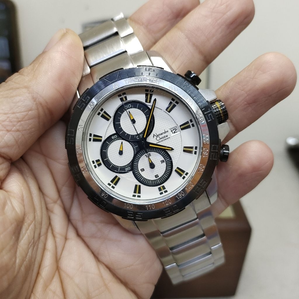 Alexandre Christie second cowo tipe 6252MC silver putih