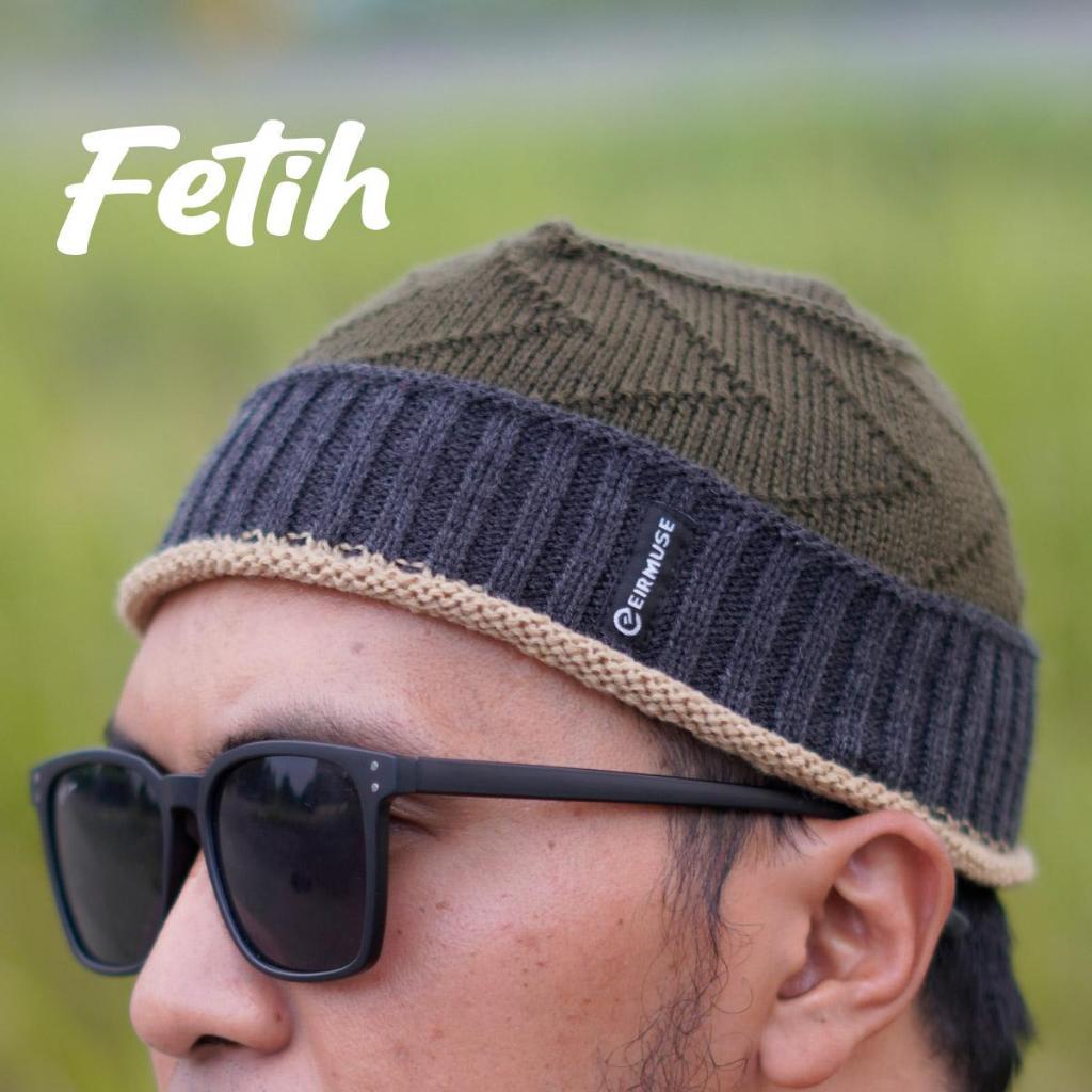EIRMUSE - Fetih Kupluk Peci Pria Dewasa Modis Cocok Dipakai Sholat dan Gaya Berbahan Rajut Elastis d