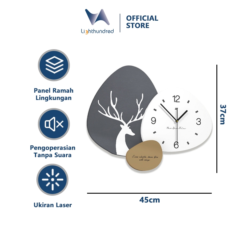 Lighthundred Jam Dinding Gaya Minimalis Dekoratif Bergaya Atmosfer Jam - 45 x 37cm