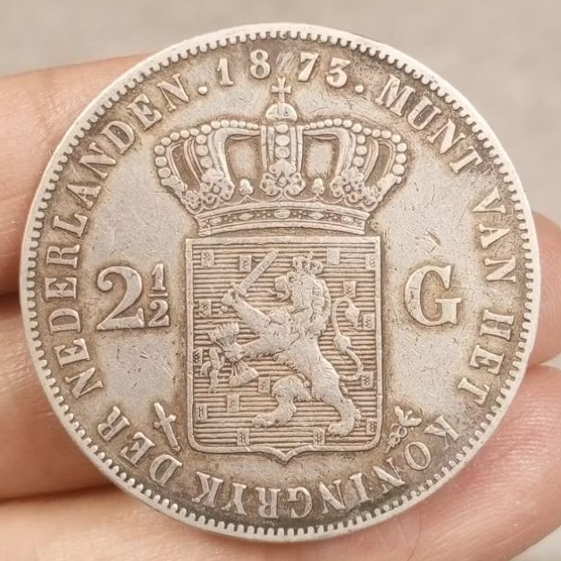 koin perak 2,5 Gulden Willem 3 thn 1875