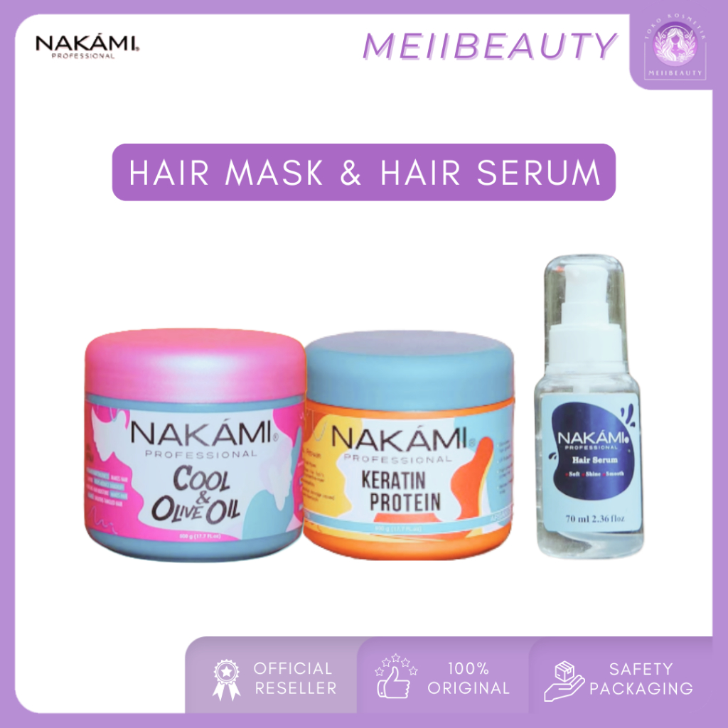 NAKAMI professional Hair Mask Keratin & Argan Oil | Cool & Olive Oil | Hair Serum