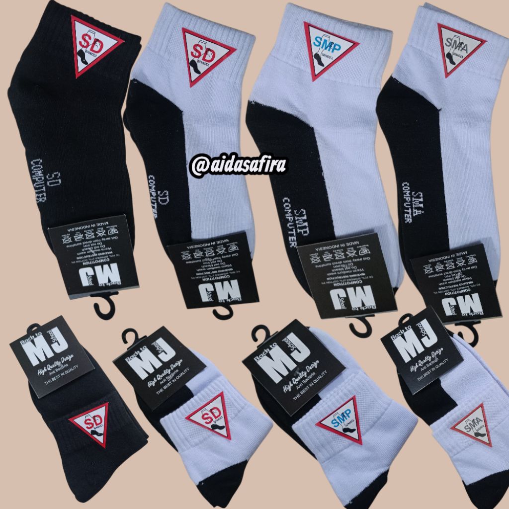 KAOS KAKI SEKOLAH/KAOS KAKI PUTIH TELAPAK HITAM SD SMP SMA/KAOS KAKI HITAM POLOS SD SMP SMA/KAOS KAK