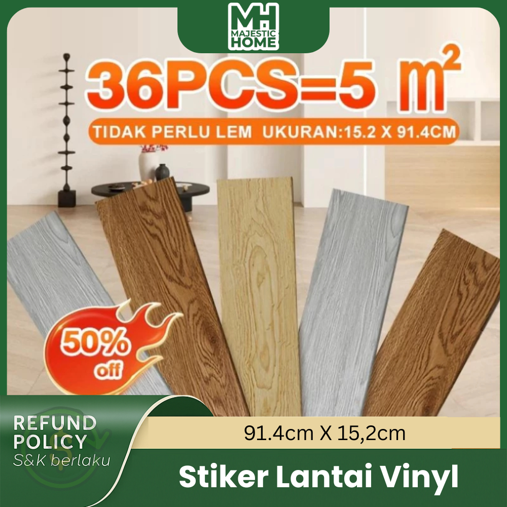 PAKET 36 LEMBAR Stiker Lantai Vinyl Stiker Lantai Kayu Wallpaper Lantai Premium Stiker Lantai Bertek