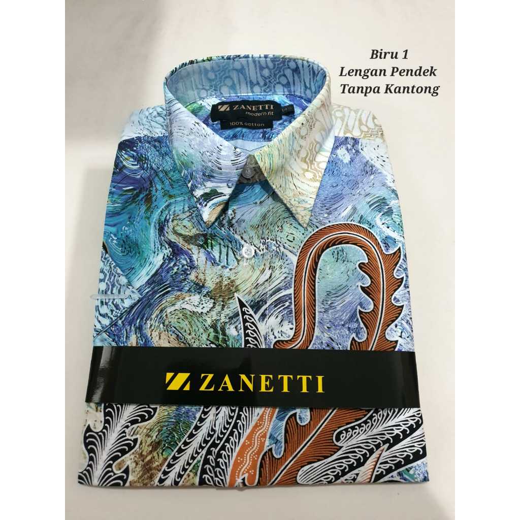 ZANETTI Kemeja Batik Pria Hem Katun Premium Modern Fit Lengan Pendek Panjang