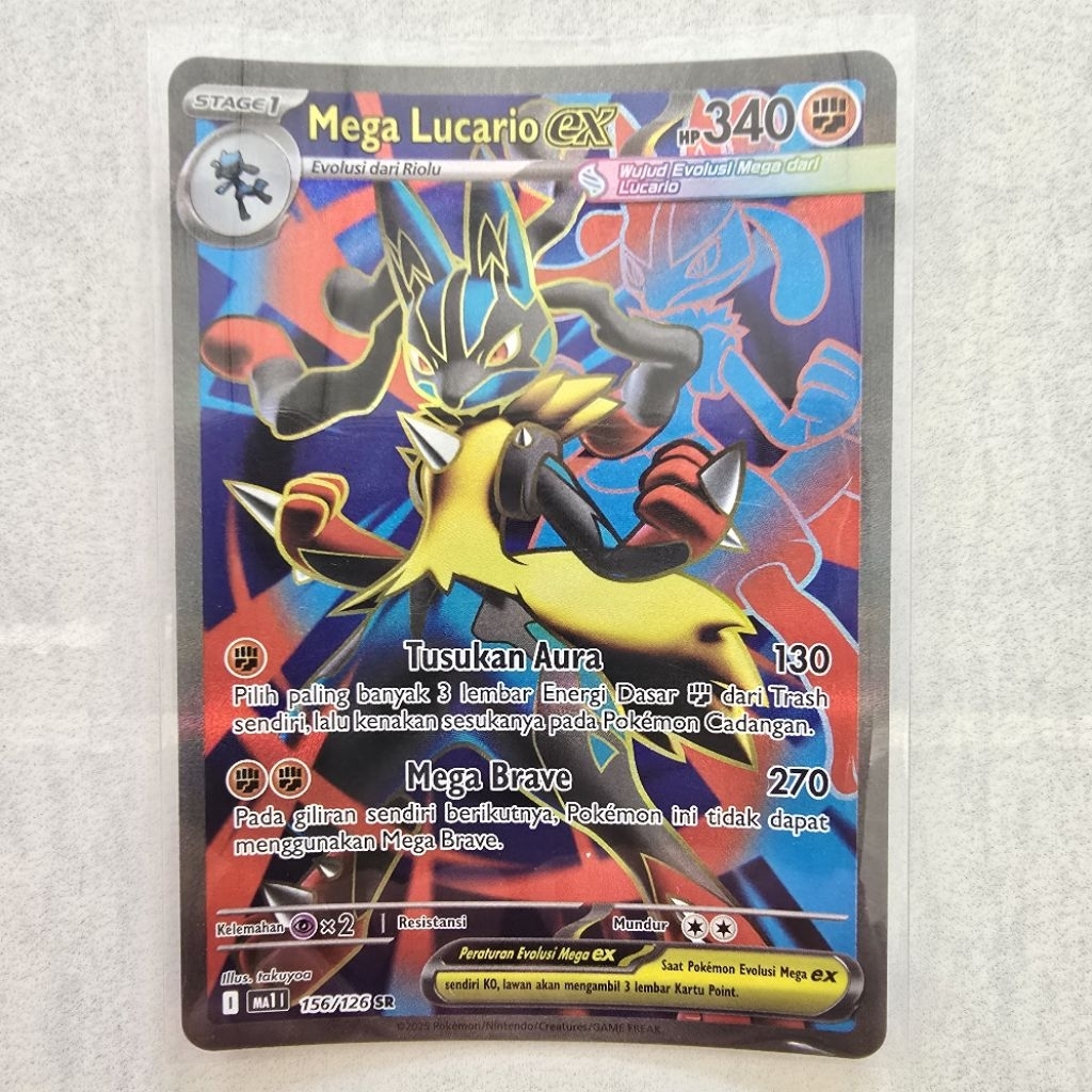Mega Lucario ex SR Set Evolusi Mega MA1 156/126 - Kartu Pokemon TCG Indonesia