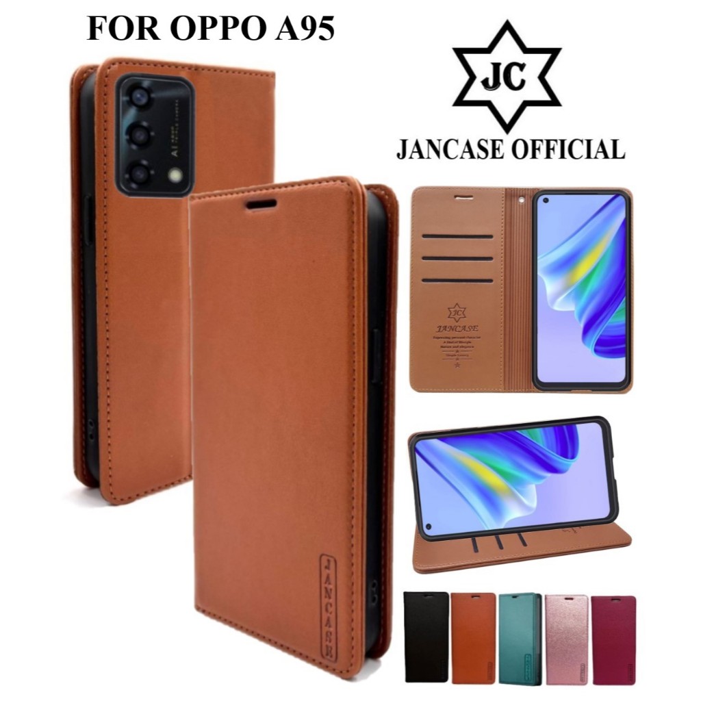 JANCASE FLIP WALLET UNTUK OPPO A95 cover premium  casing dompet handphone