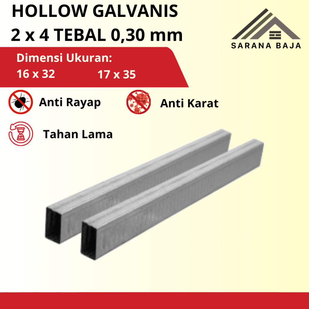 Hollow Galvanis 2 x 4 Tebal 0,30 mm