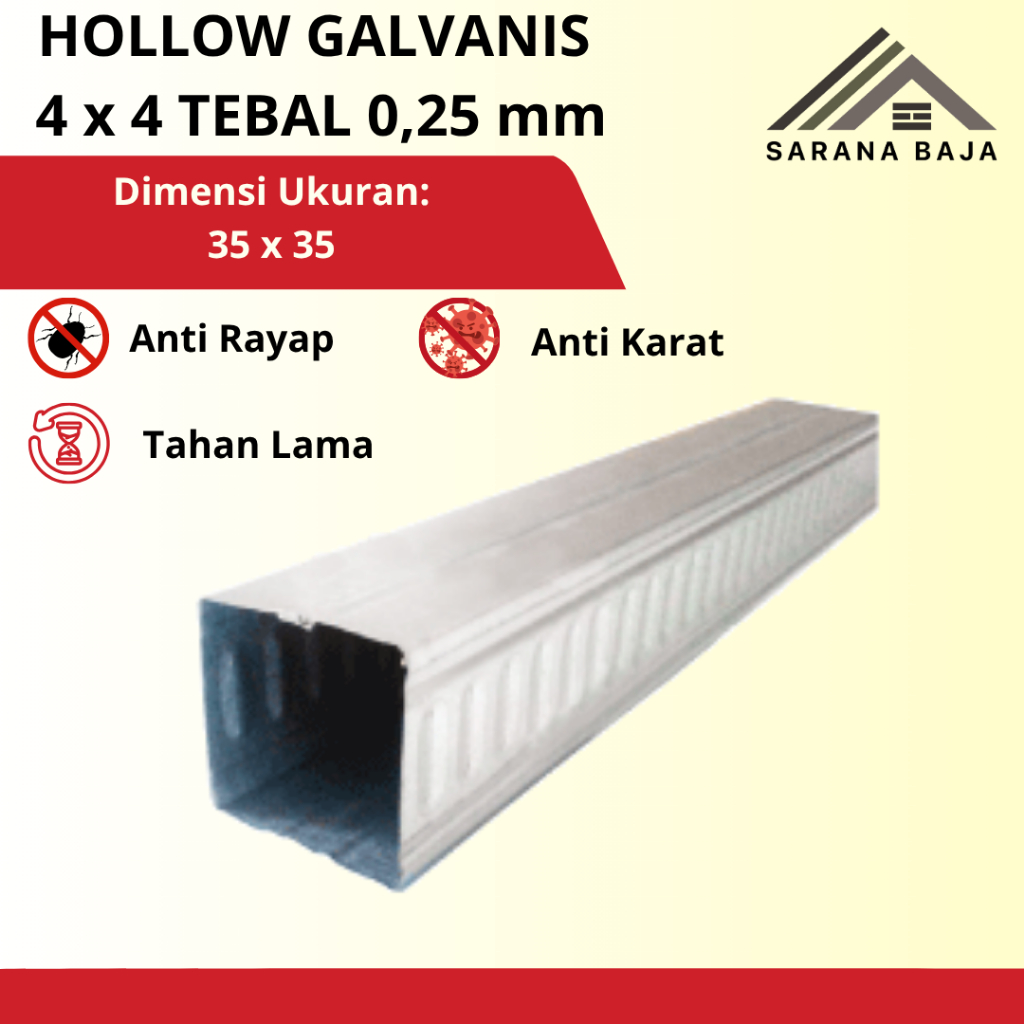 Hollow Galvanis 4 x 4 Tebal 0,25 mm