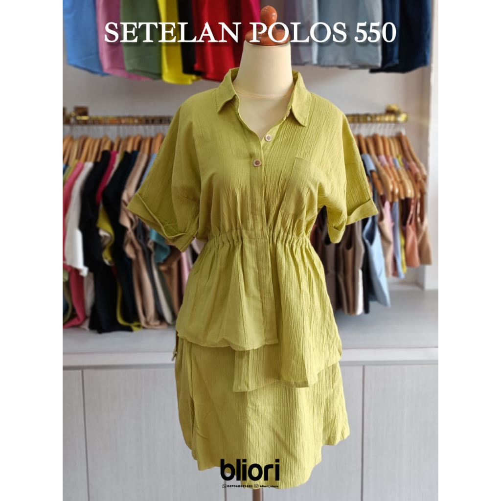 Setelan Polos 550 Serut Set Rok Celana | Setelan Wanita Rok Celana | Setelan Kantor Wanita Set | One