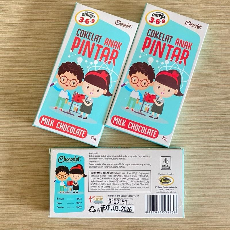 Cokelat Anak Pintar Asli Cokelat Susu 25gr Original Chocodot Khas Garut