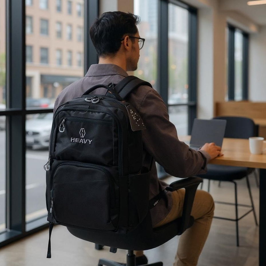 Heavy Backpack Tas Ransel Pria Hitam Besar - Tas Gendong Sekolah - Tas Punggung Kerja Kantor