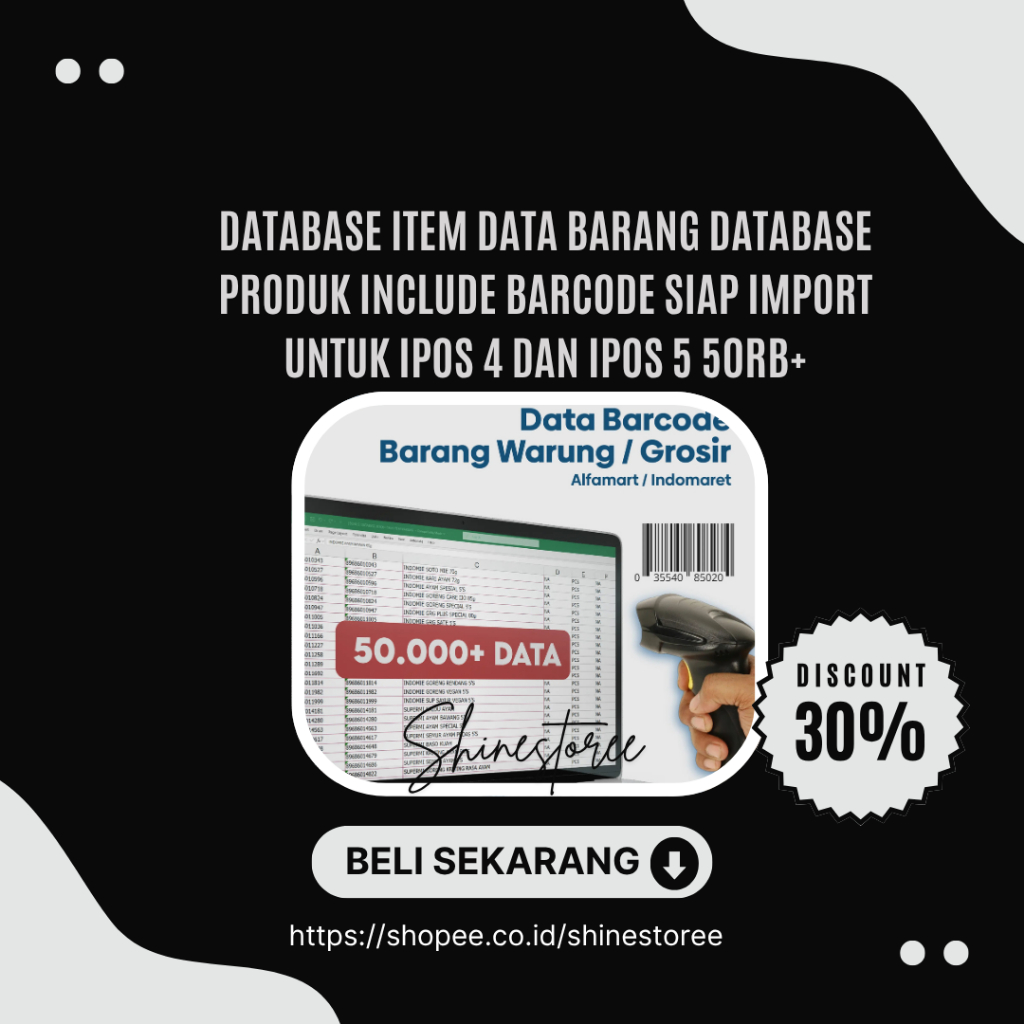 DATABASE ITEM DATA BARANG DATABASE PRODUK INCLUDE BARCODE SIAP IMPORT UNTUK IPOS 4 DAN IPOS 5 50RB+