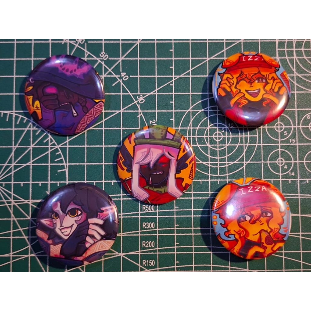 FORSAKEN Pin 44mm Glossy [BACA DESKRIPSI], Elliot, 1x1, Two Time, Azure