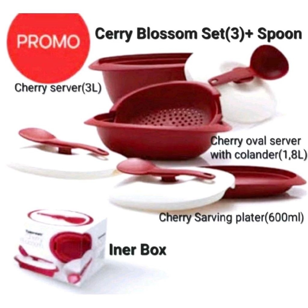 set cherry blossom tupperware ( baru )