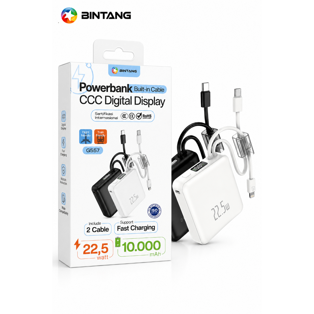 POWERBANK WITH CABLE 10000 MAH BINTANG 22.5W G557 CCC