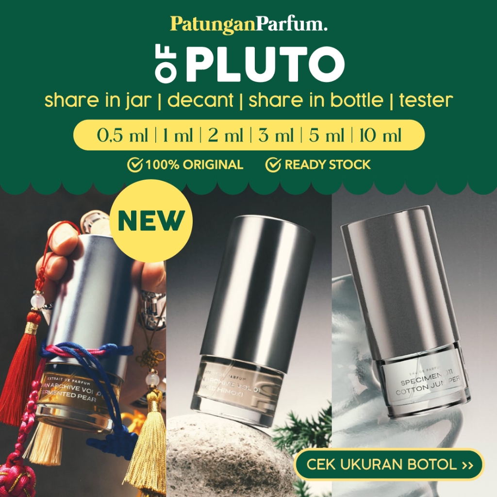 Decant Pluto Essentials - Fermented Pear Inked Hinoki Cotton Juniper Banana Sambac Dusk 001 002 003 