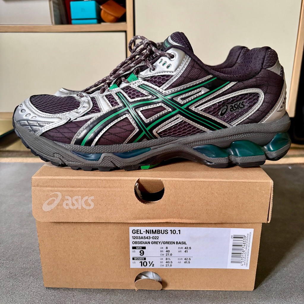 Asics Gel-Nimbus 10.1 (Obsidian Grey/Green Basil) US9 - 42,5 - 27cm (second, kondisi 95%) - not kaya