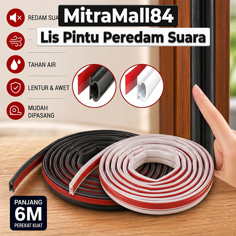 Lis Pintu Peredam Suara Strip Penutup Celah Pintu Jendela Kedap Suara 6 meter
