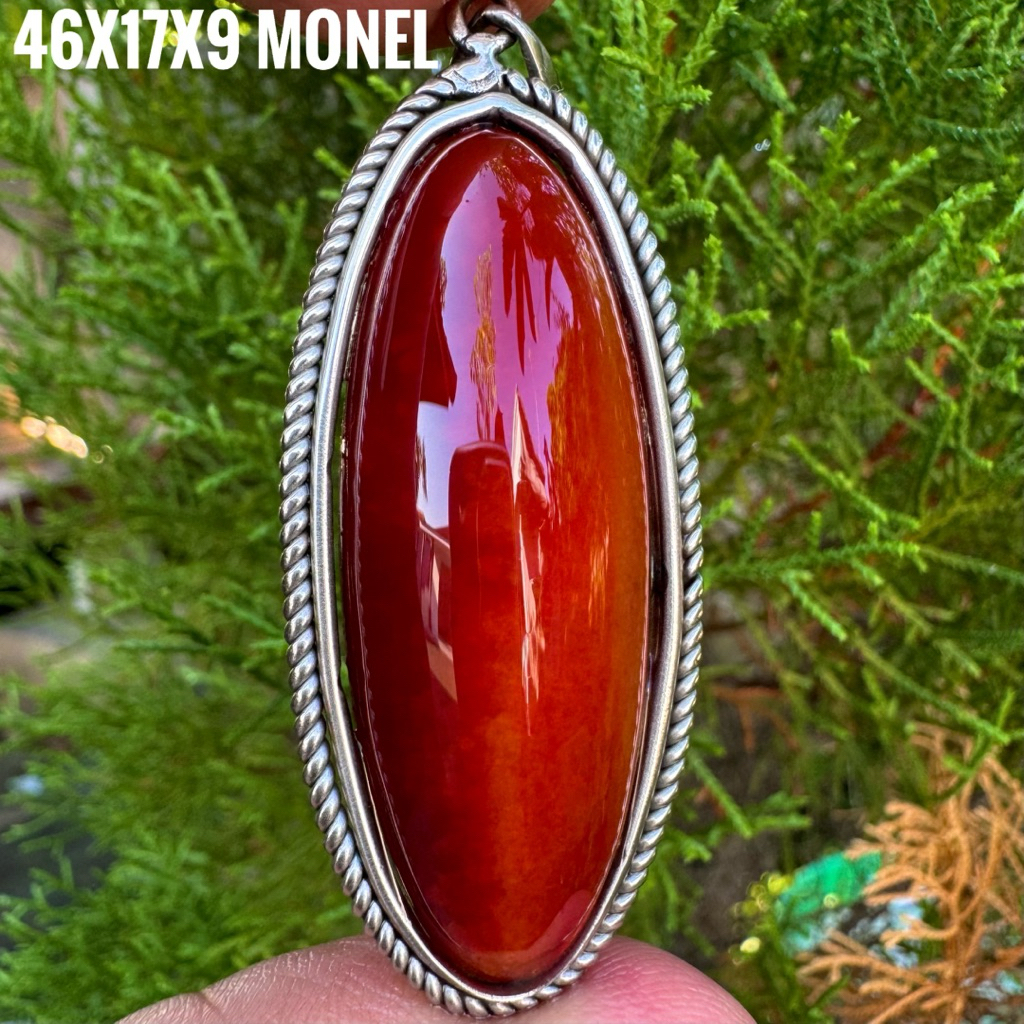 Liontin Batu Akik Natural Pandan Merah (Asli Alam)