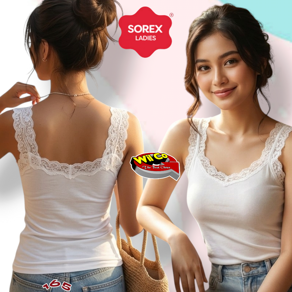K165 Sorex Camisol Tanktop Wanita Remaja Dan Dewasa Tali Lebar Renda Brokat All Size