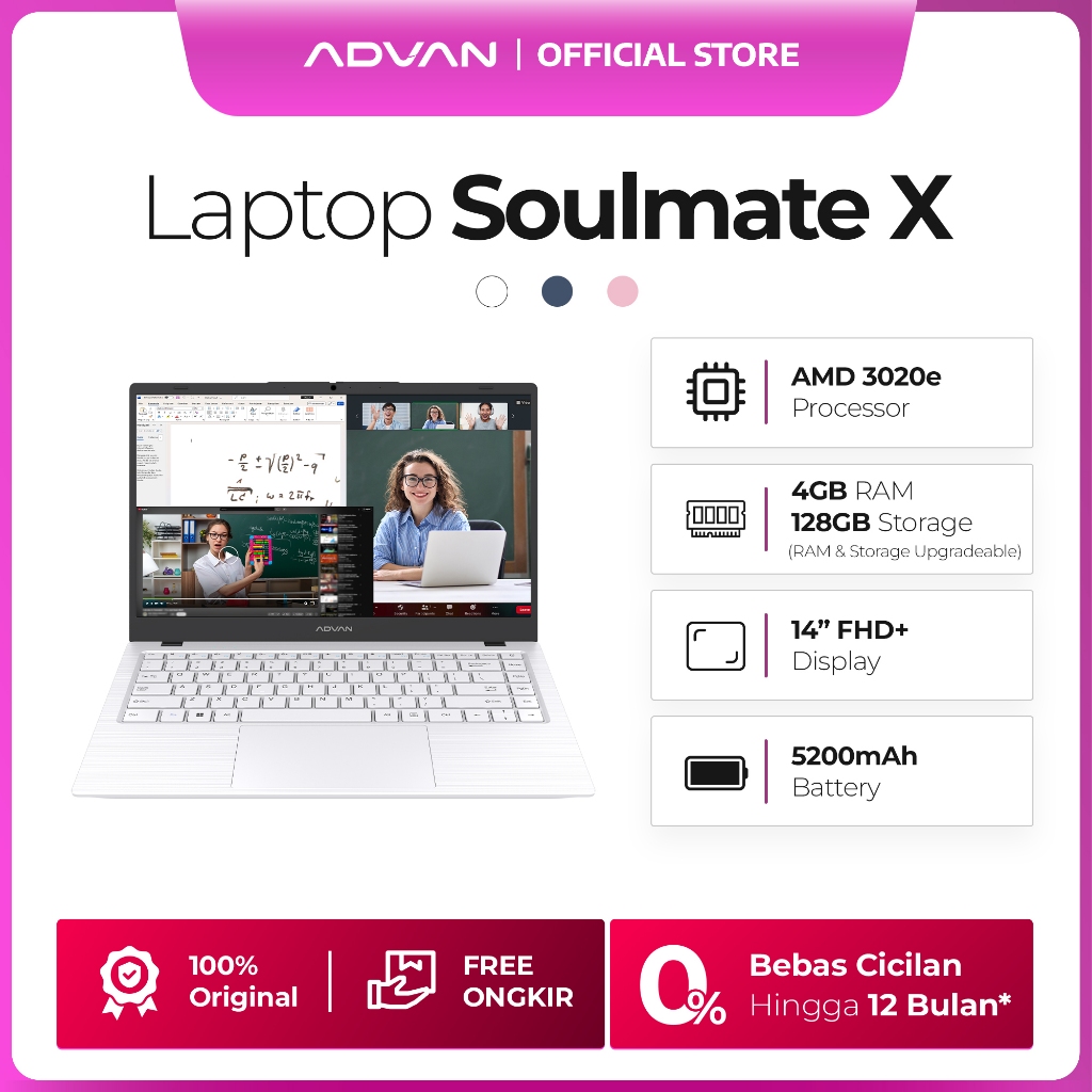 ADVAN Soulmate Series | 14 Inch FHD | AMD 3020e/AMD 3020c/N4500 | 4GB/128GB Upgradable | Slim & Eleg