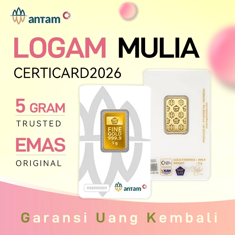 Batangan Emas Bersertifikat ANTAM/Logam Mulia5GR - Certicard 2026 -5gr