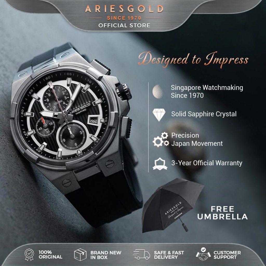 [FREE MUG] Jam Tangan Pria Original Aries Gold Inspire King G-7311-S-BKS The Real Premium Watches