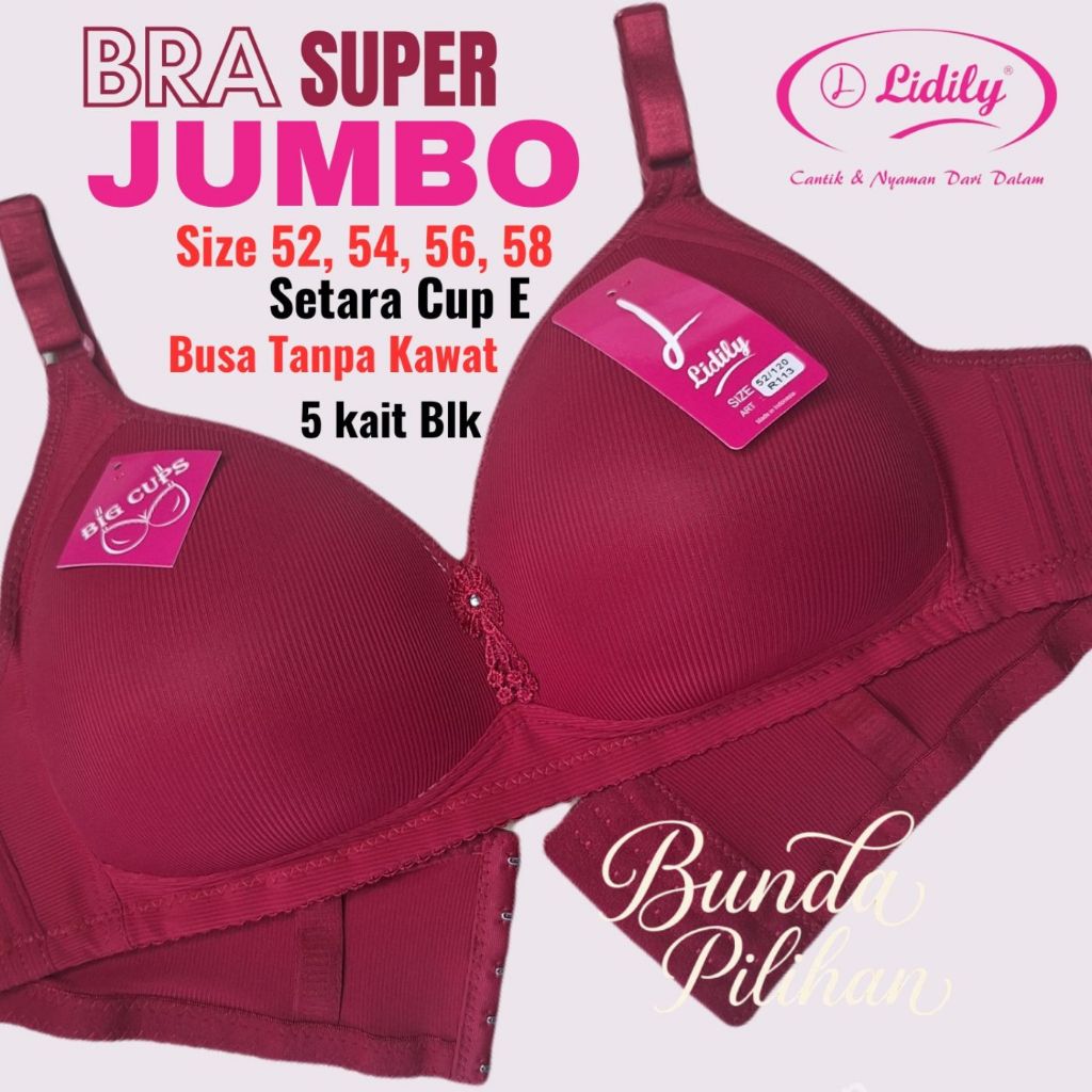 Lidily Bra Super Jumbo Setara Cup E Busa Tanpa Kawat Size 52-58