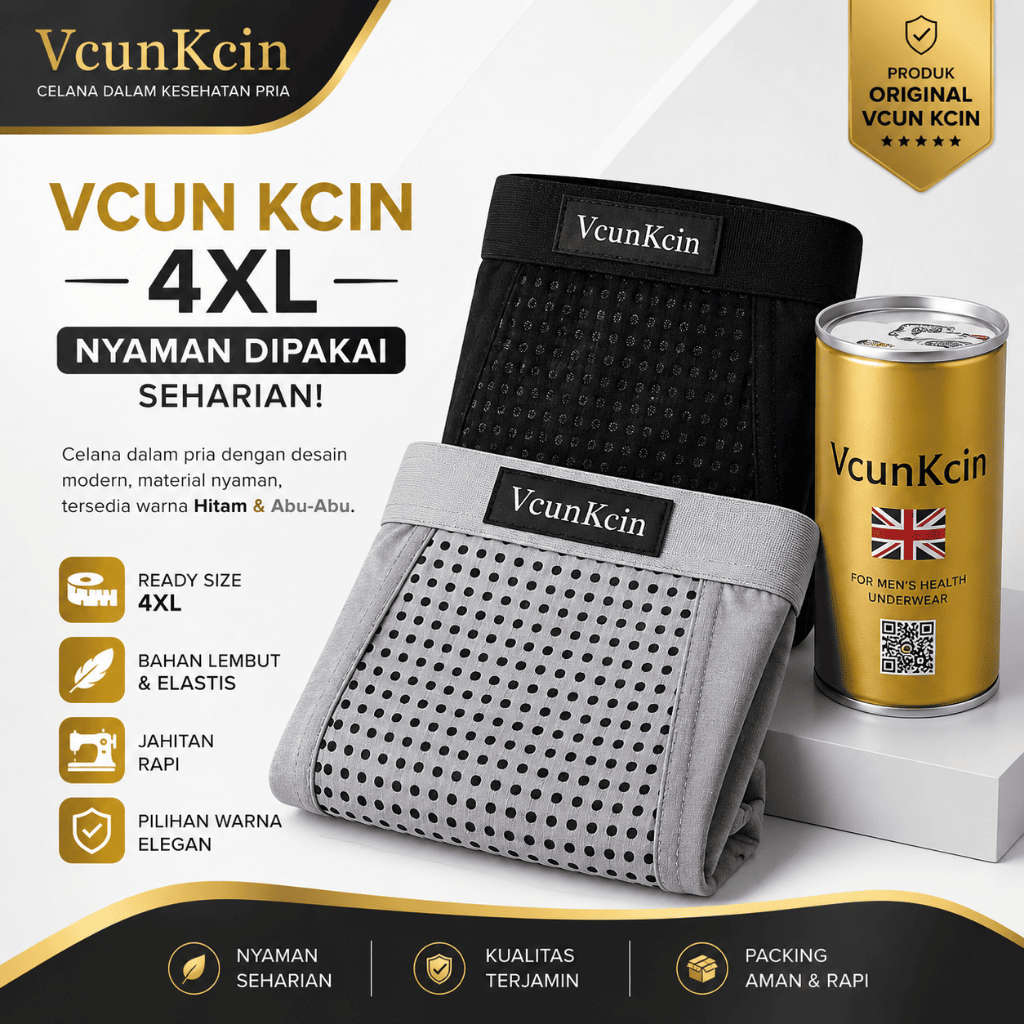 Vcun Kcin Celana Dalam Pria 4XL Premium Nyaman Elastis Hitam Abu Original
