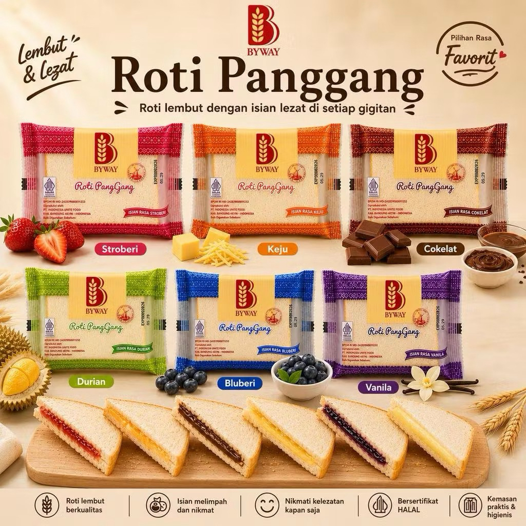 [ISI 10 PCS] BYWAY ROTI PANGGANG 60gr | Roti Panggang Lembut Isi Banyak Varian Rasa | BYWAY