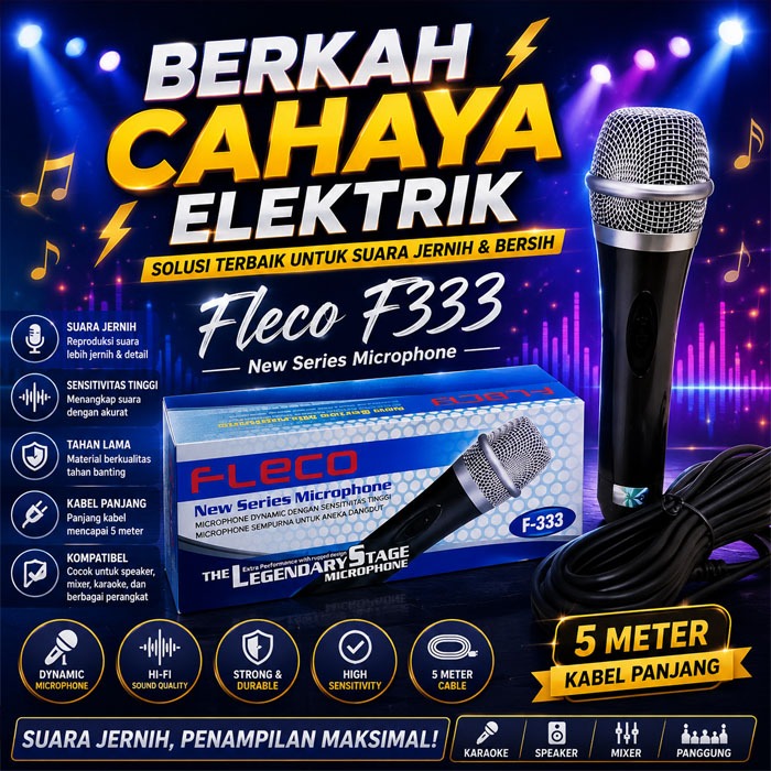 Fleco Mic Profesional Kabel Fleco F-333 Original Suara Jernih Berkualitas Terjamin untuk Streaming