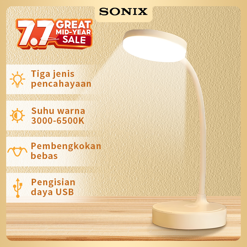 Sonix SLP01 Lampu Belajar Tricolour Sentuh 3 Warna Tempat Pulpen Baca Meja Kerja Duduk 2000mAh Lampu