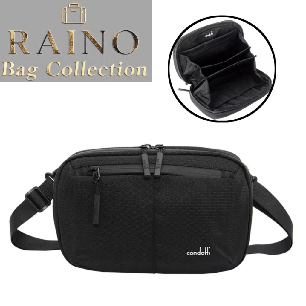 Tas Selempang Condotti 3 Liter Crossbody Bag Daily Casual Muat Hp Dompet Aesthetic - Black