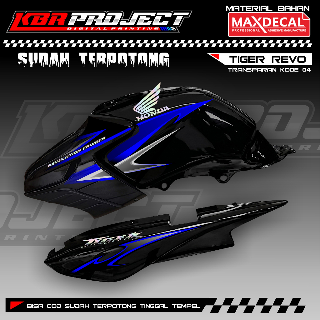 Striping Tiger Revo Variasi Striping Tiger Custom ss HOLOGRAM TRANSPARAN KODE 04