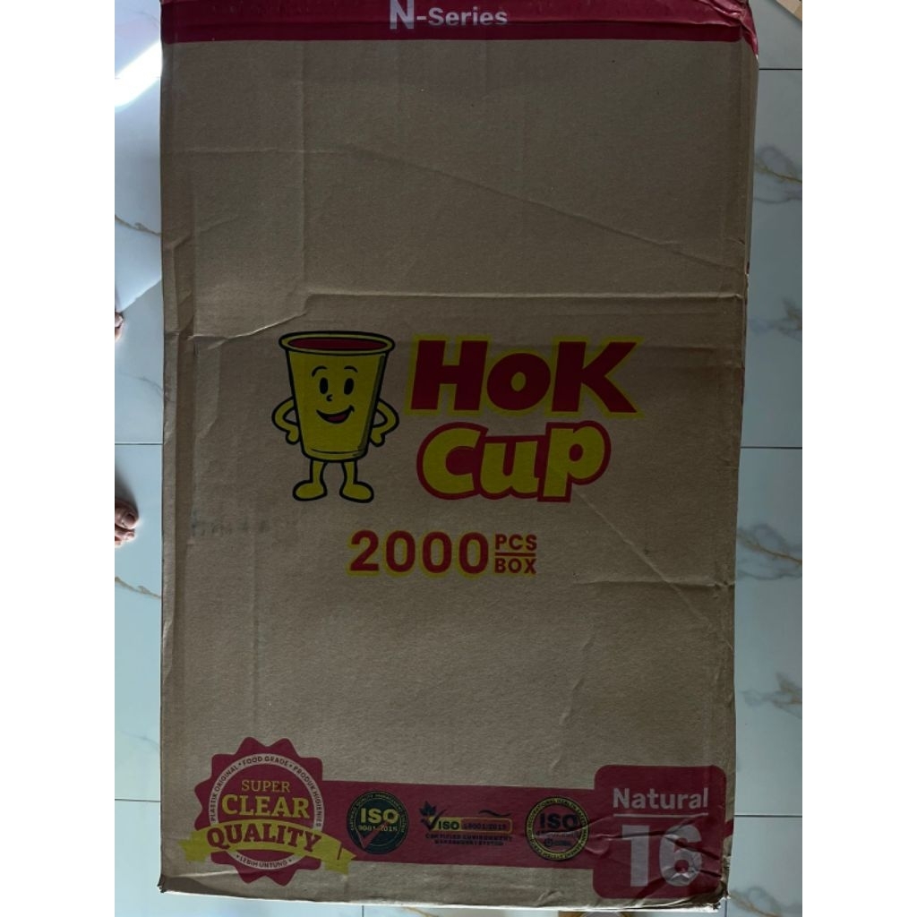 Cup Gelas Hok 16oz datar / Hok 16oz datar Karton Murah