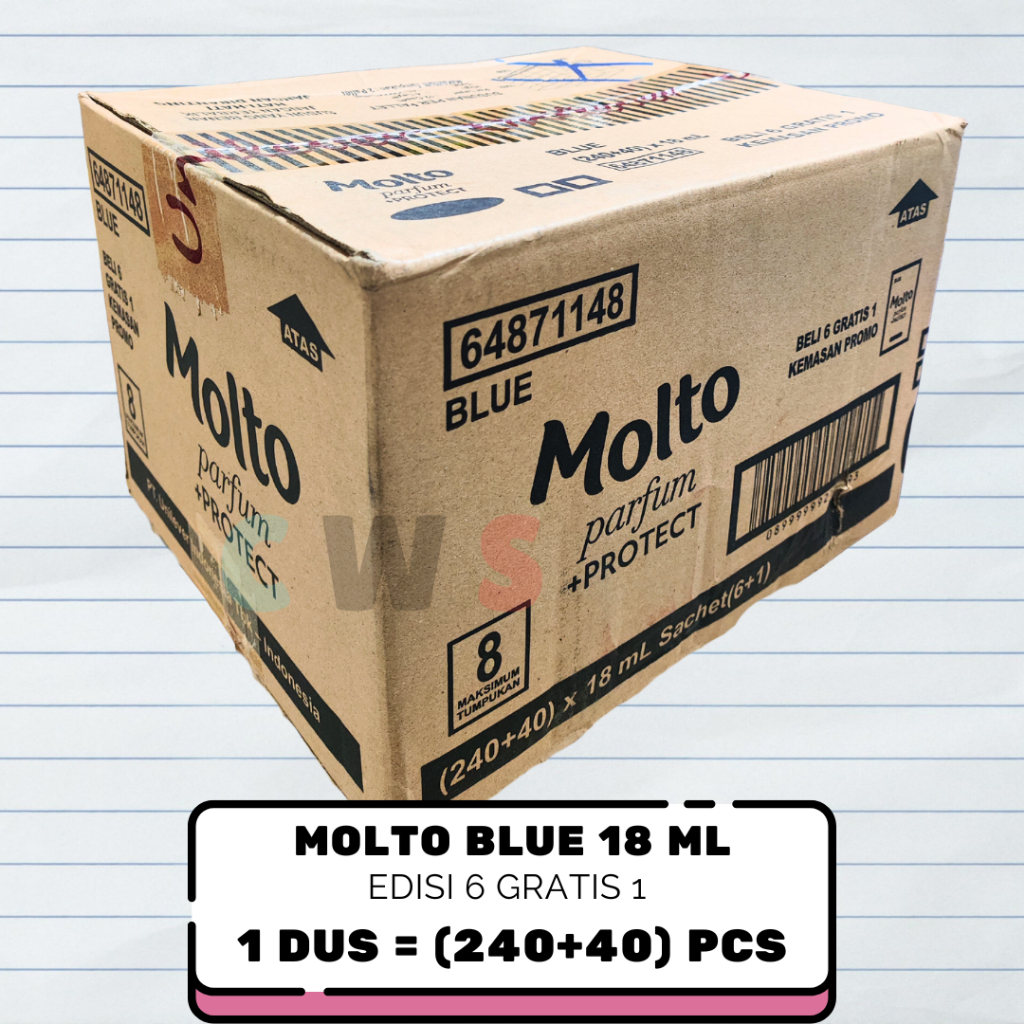 [GRATIS 1 Pcs Daia Bubuk 5000] MOLTO 1000 Pelembut & Pewangi Pakaian 18 ml Sachet - 1 Dus