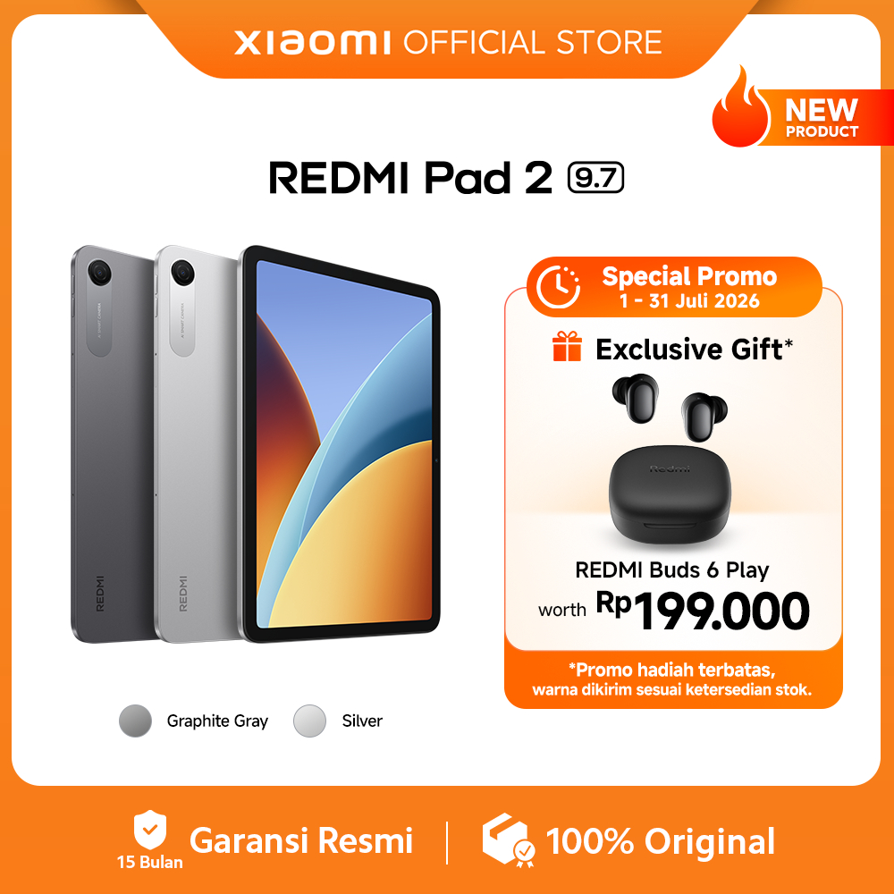 REDMI Pad 2 9.7 | REDMI Pad 2 9.7 4G | (4GB/64GB) (4GB/128GB) | 9.7" 2K 120Hzz layar super-jernih | 