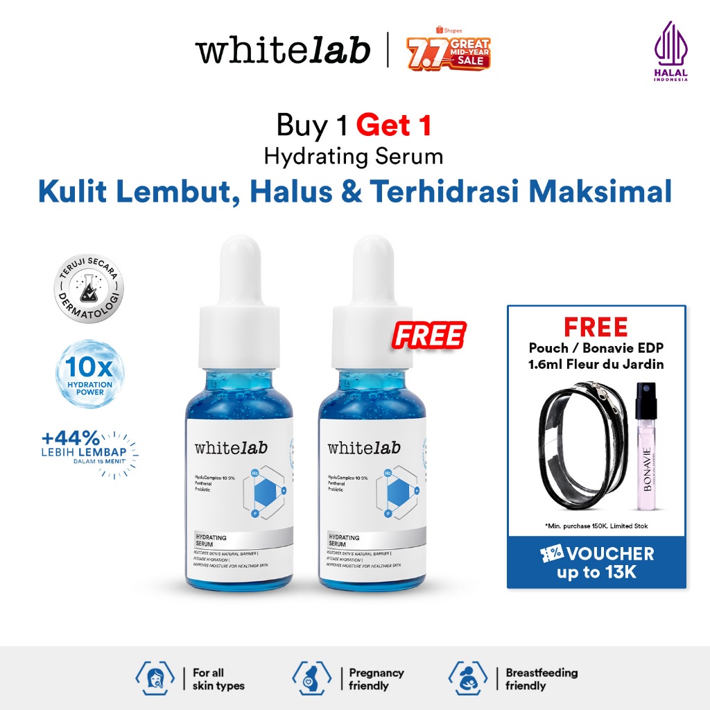 [BUY 1 GET 1] Whitelab Hydrating Serum - Serum Kulit Kering Perkuat Hidrasi untuk Kulit Lembap, Halu