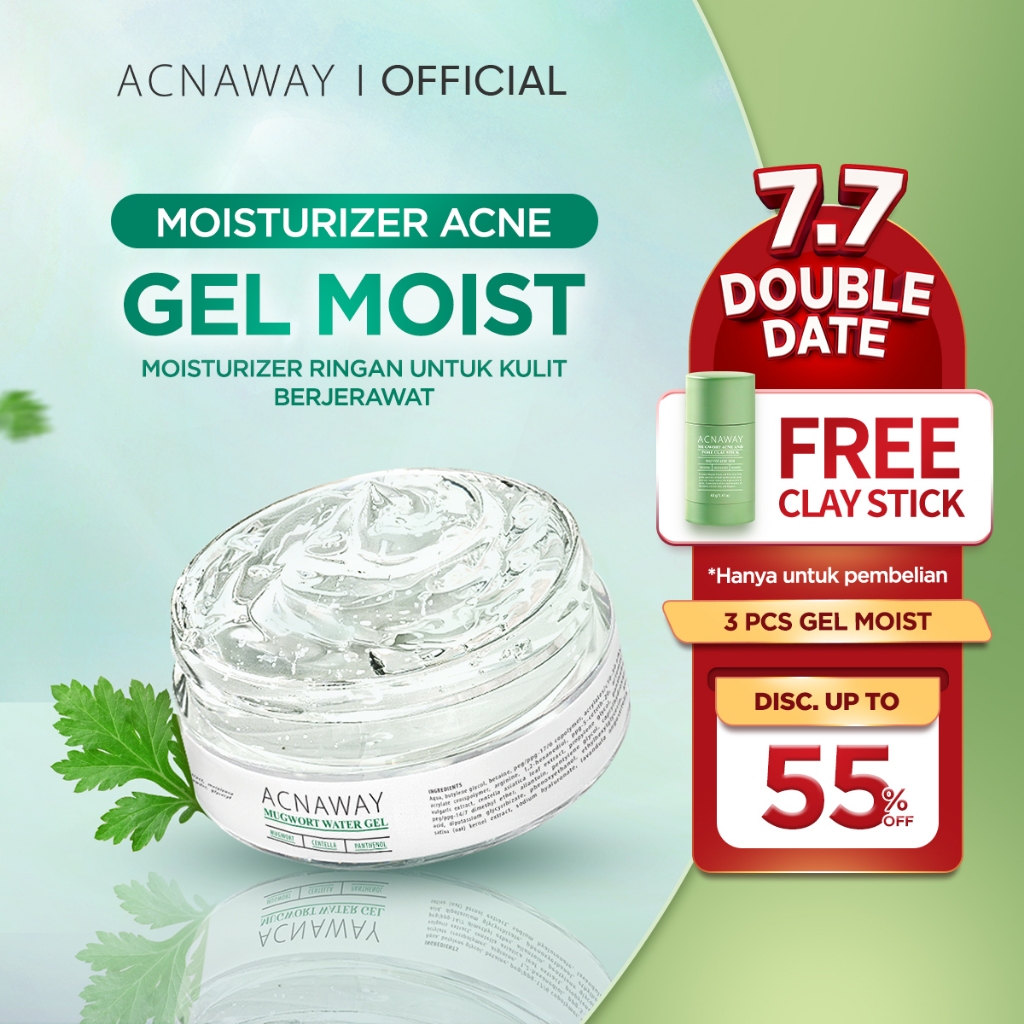 [FREE CLAYSTICK] ACNAWAY Mugwort Water Gel Moisturizer- Moisture Gel Pelembab Wajah Untuk Kulit Berj