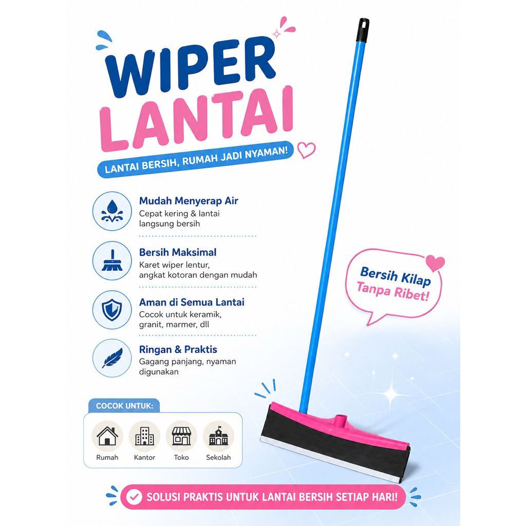Wiper lantai/Slaber Serbaguna + Gagang