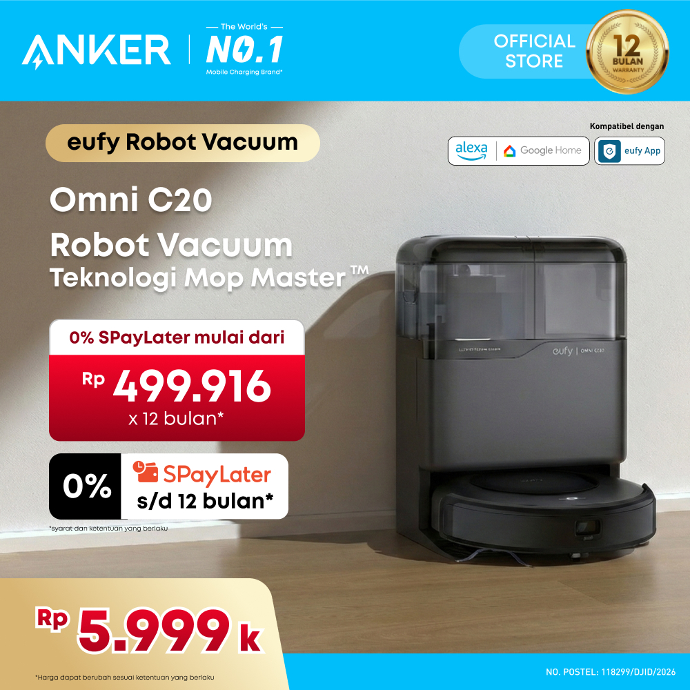 Eufy Robot Vacuum Omni C20 / E25 All-in-One Station Mop Combo, HydroJet System, Zero-Tangle Design, 