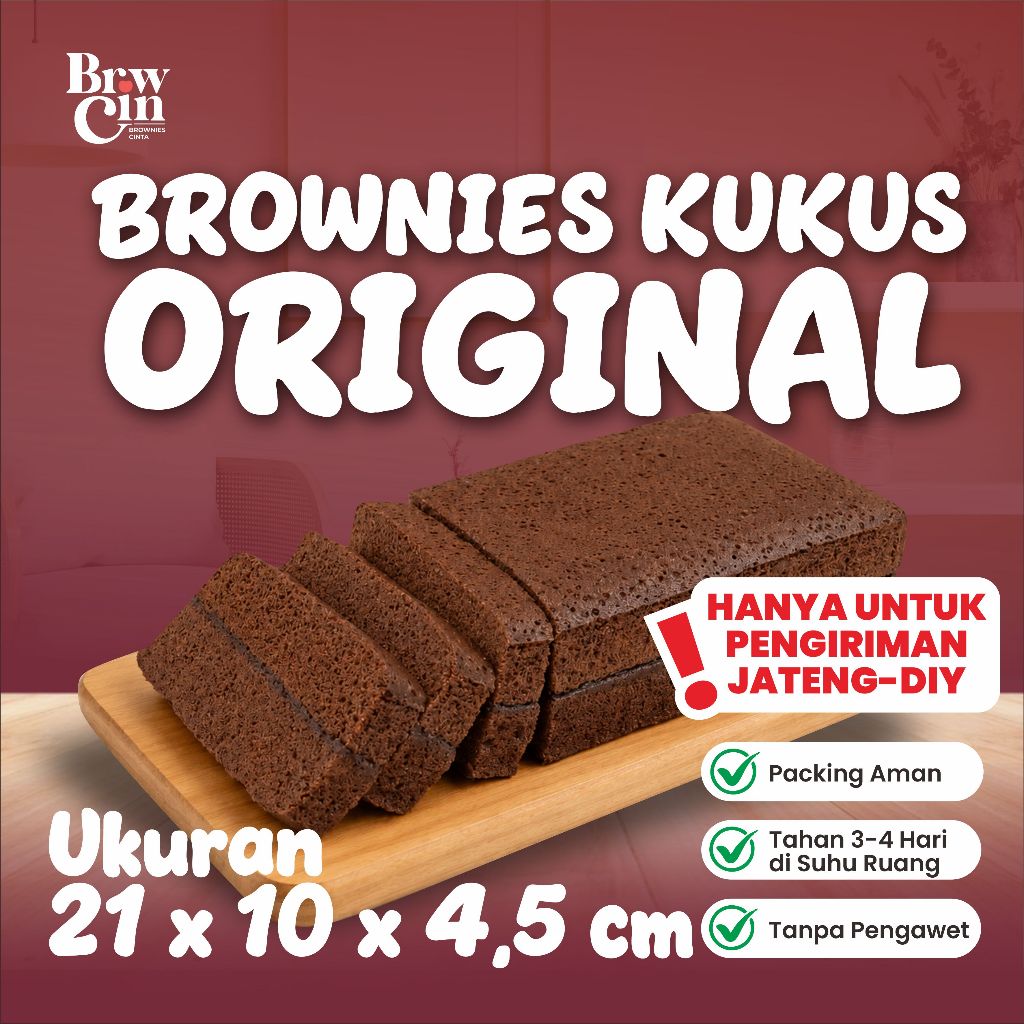 Brownies Kukus Original Coklat Browcin | Jateng-DIY Only | Brownies Cinta