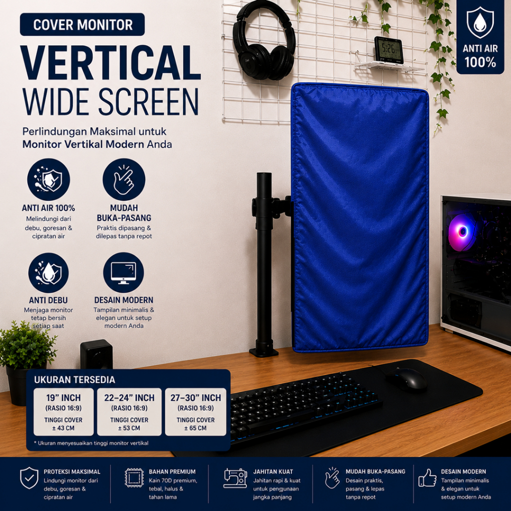 Cover Monitor Komputer Vertical Wide Screen Portrait Anti Air Waterproof Monitor Arm Bracket Anti De
