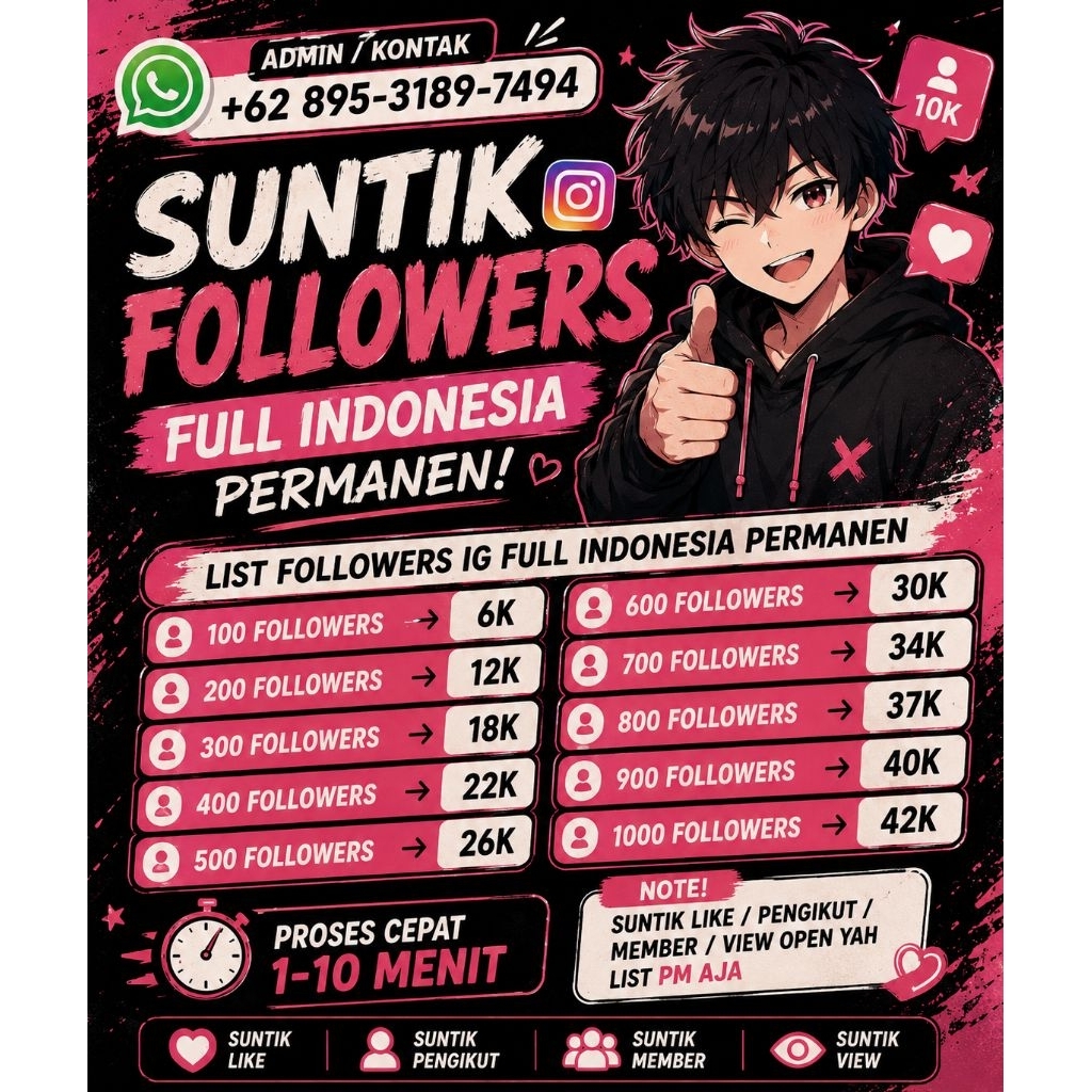 SUNTIK FOLLOWERS INSTRAGRAM FULL INDONESIA PERMANEN + BERGARANSI
