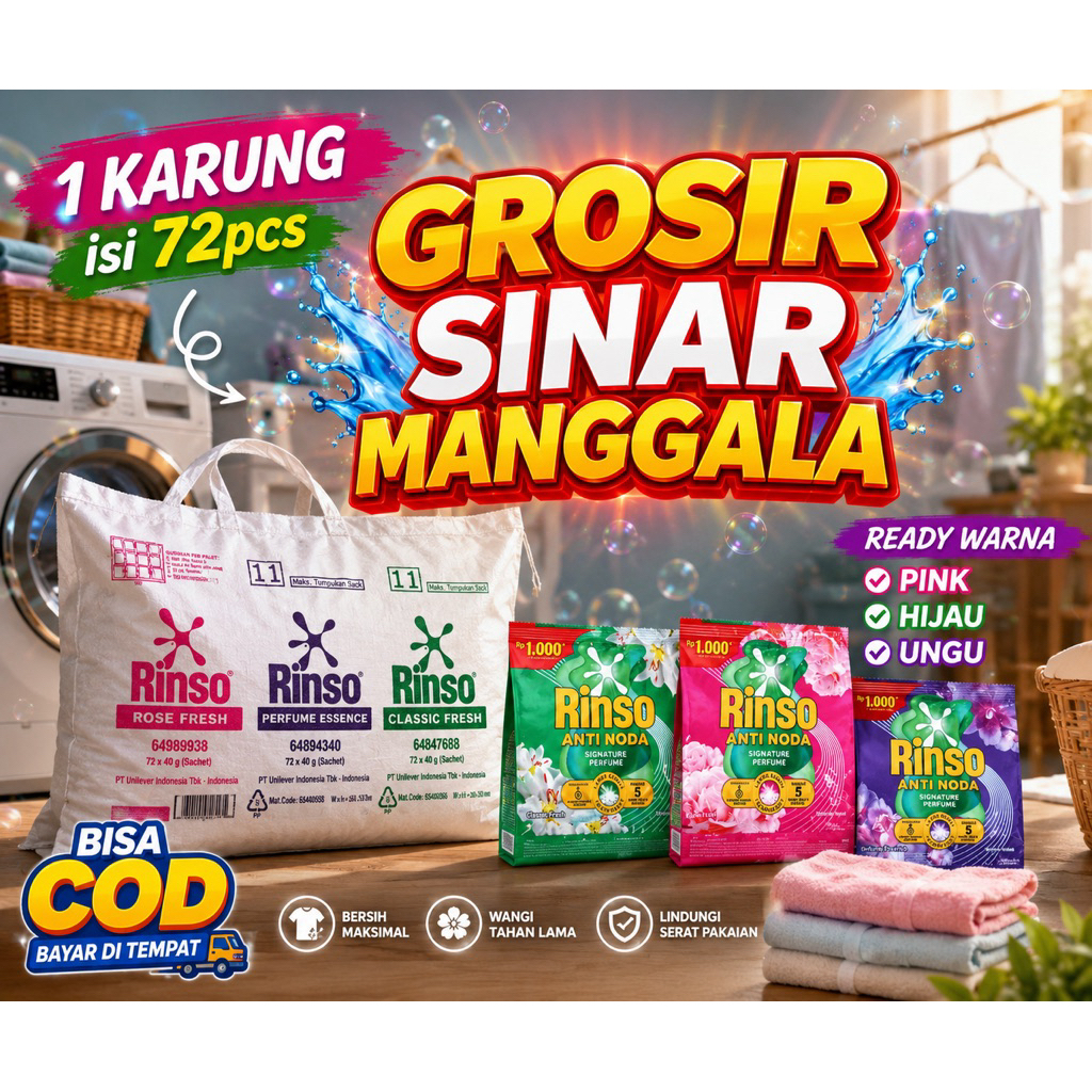 RINSO BUBUK 1000an ISI 72PCS (1KARUNG/SAK) DETERGEN BUBUK SABUN CUCI BAJU