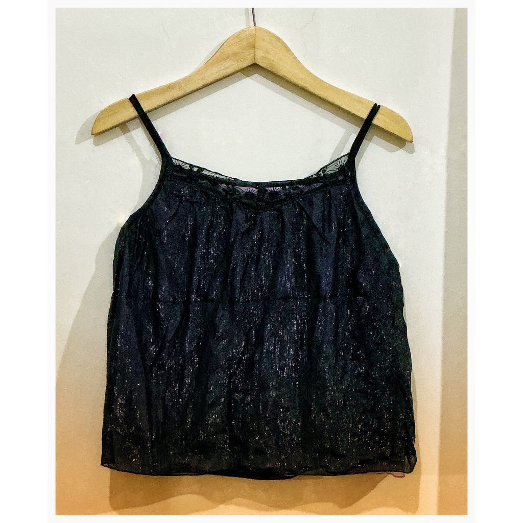 Tank Top Hitam Bling-bling Bolak Balik