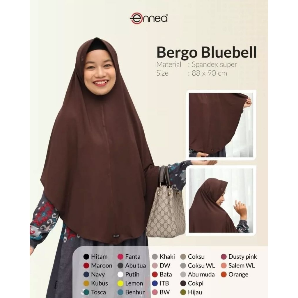 Ennea | Bergo Bluebell Hijab Instan Pad Bahan Spandex