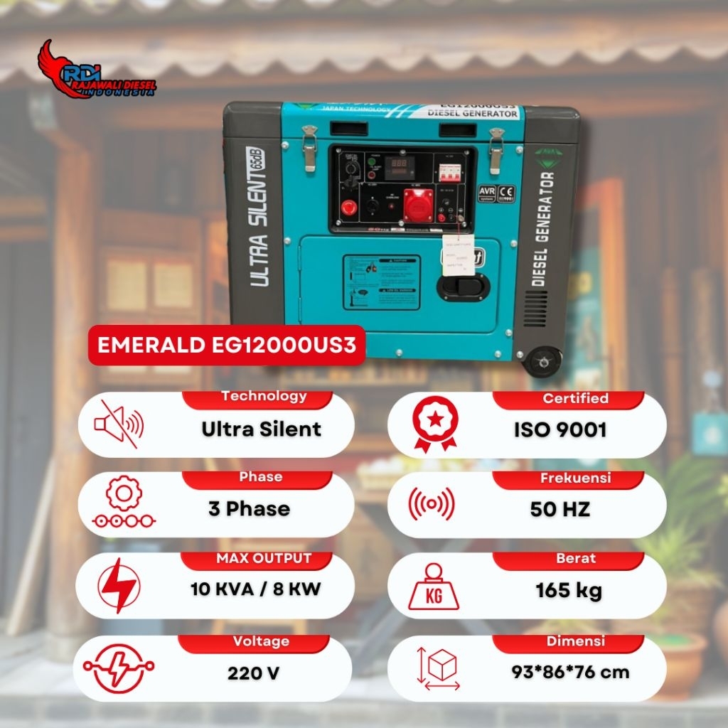 Genset 10 KVA EG12000US3 Silent Solar